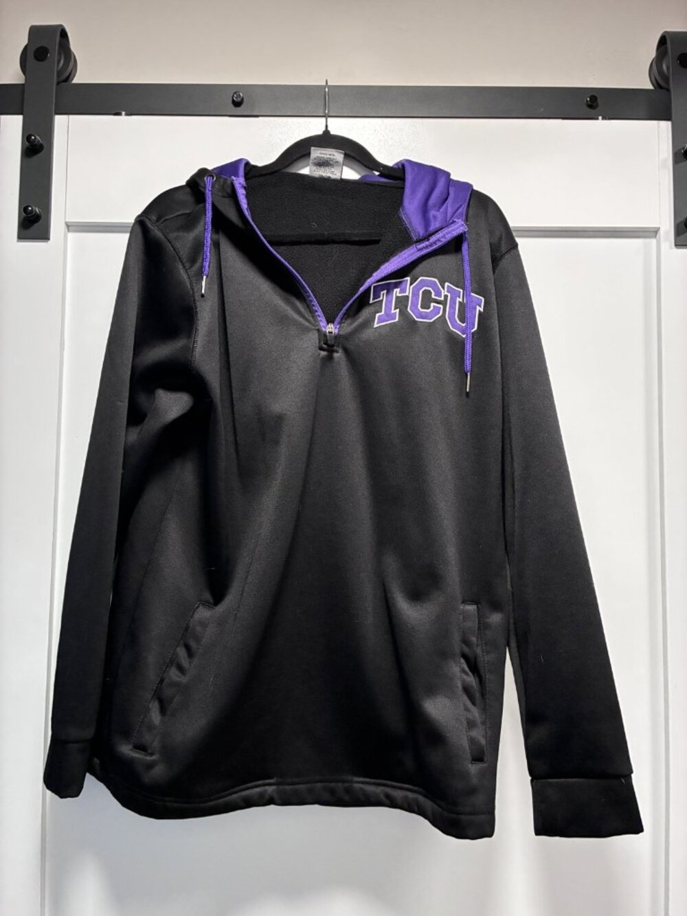 TCU Horned Frogs Stadium Athletics 1/4 Zip Hoodie Black Purple Adult L